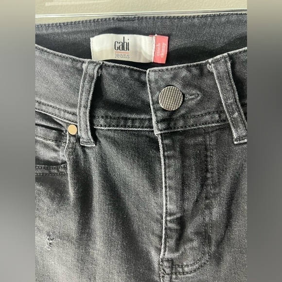 Cabi Womens Black Distressed Mid Rise - Picture 2 of 4